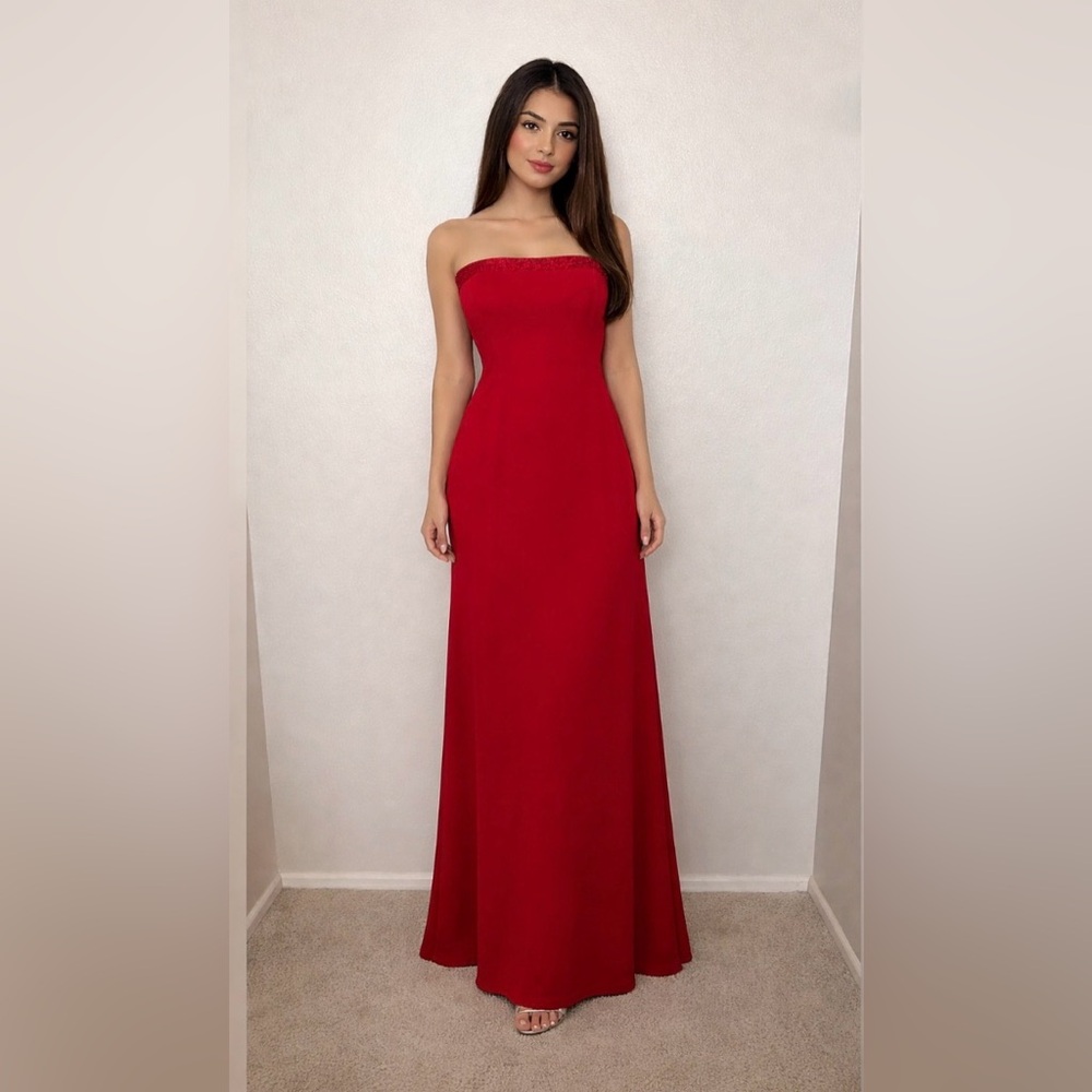 Prom/Gala Stunning Red Strapless A-Line Gown by Andrea Polizzi for Rex Lester